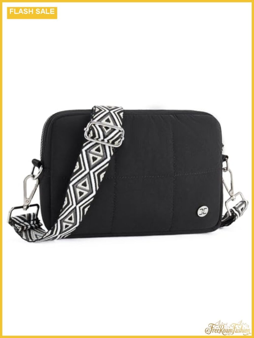 Women's Quilted Crossbody Bag with Adjustable Guitar Strap, Waterproof Nylon